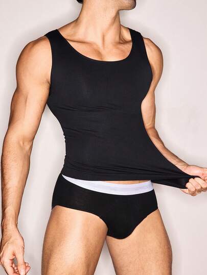 Manfinity Underwear&Sleepwear Basics 1 st svart plus size herr shapewear-topp