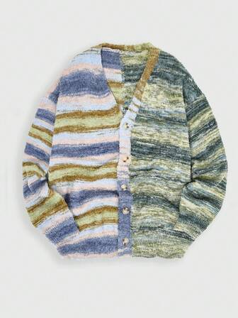 Street Life Men's Casual Gradient Button Long Sleeve Sweater, Autumn/Winter