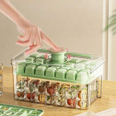 1 khay làm đá viên silicon có nắp, khuôn làm đá viên tái sử dụng, máy làm đá tự làm cho tủ lạnh