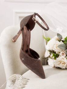 CUCCOO HITCHD Cuccoo Glitter Embellished Fashion High Heel Pumps For Women - Coffee Brown - View 12