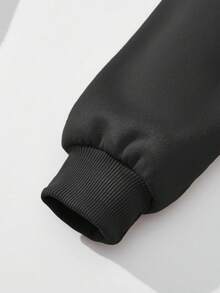 INAWLY 2 cái/bộ Màu thuần Tay áo dài Hoodie Và Quần thể thao - màu đen - Xem 3