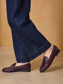 MOTF WOMEN COMFORTABLE RETRO BRITISH STYLE LOAFERS, FASHIONABLE & ELEGANT - Burgundy - View 7