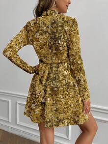 Glamance Vecteezy 闪亮金色亮片休闲简约女士串珠派对连衣裙，适合秋冬季、新年、鸡尾酒会等场合 - 黃色 - 查看 2