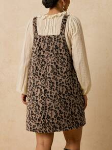Travachic Vestido de punto elegante con estampado de leopardo y bolsillos para mujer de talla grande - Marrón - Ver 2