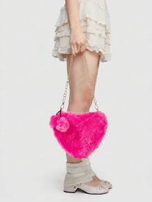 ROMWE Kawaii Ví lông cho bé gái Túi xách hình trái tim mềm mại cho phụ nữ Túi đeo vai nhỏ mềm mại Ví cầm tay có dây đeo xích kim loại. Quà tặng Valentine tuyệt vời nhất cho bạn gái Quý cô & Phụ nữ. Hoàn hảo để mua sắm, sử dụng hàng ngày, Túi xách nữ thu đông mới, Ví mùa thu đẹp nhất, Ví lông mới về, Quà tặng ngày Valentine hoàn hảo cho cô ấy, Lựa chọn quà tặng Valentine tuyệt vời nhất từ trước đến nay Valentine - Màu Hồng Tươi - Xem 3