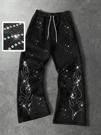 Street Life بنطلون رياضي كاجوال للرجال مزين بالراين ستون