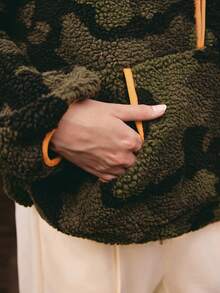 Medorelle 女士立领长袖宽松运动上衣 - 軍綠色 - 查看 4