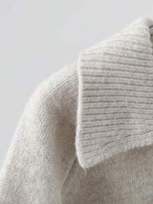 Resyla 女士秋冬新款韩版宽松复古优雅提花针织套头毛衣，百搭又显年轻活力，奢华毛绒纽扣针织上衣 - 彩色 - 查看 5