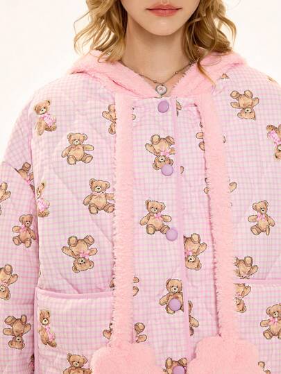 Kawaii Cute Bear All-Over Print Padded Coat