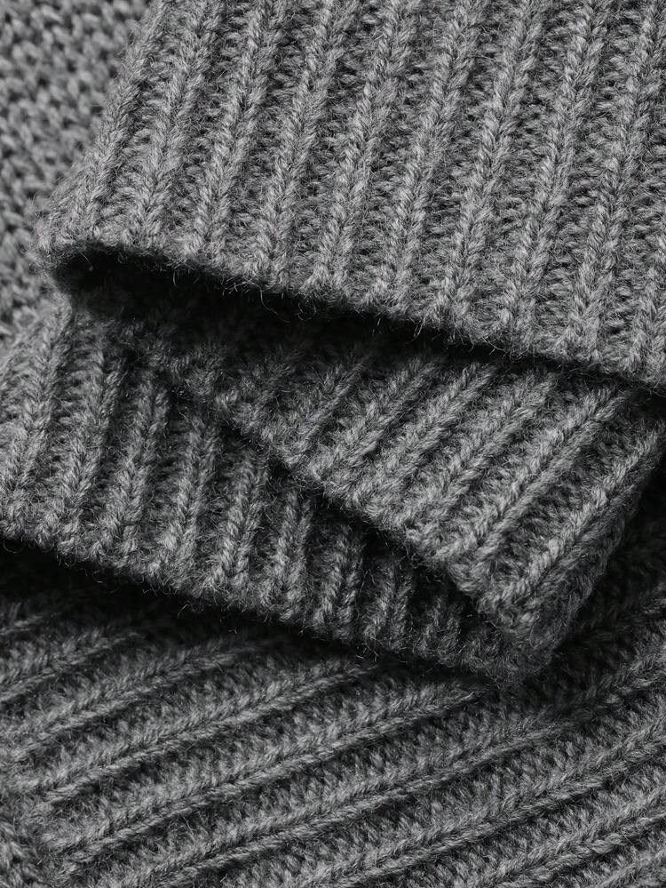 Men's Gray Striped Crew Neck Sweater, Autumn