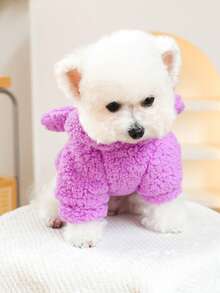 PETSIN 1 bộ quần áo cho chó mèo thú cưng đa năng, trang phục biến hình hoạt hình kỳ lân tím dễ thương, áo nỉ trùm đầu ấm áp cho mùa thu đông - Màu tím - Xem 7