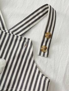 Loomiva Baby Boy Cartoon Bear Striped Bib & Pants Jumpsuit