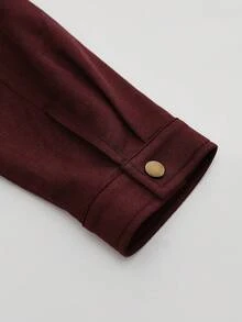 SHEIN LUNE Damen Lässig Minimalist Elastischer Bund A-Linie Taschen Langarm Regular Jacke, Herbst/Winter - Verschiedenfarbig - Übersicht 4