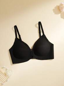 NudeFit 1 pieza Sujetador inalámbrico sin costuras para mujer, sujetador acolchado con parches de malla deunicoloro y sexy que brinda soporte - Negro - Ver 4