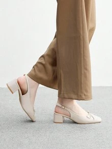 CUCCOO BIZCHIC Women's Classic Mid-Heel Slip-On Pumps With Bow Accent, Versatile Commuting Shoes, White For Christmas Valentine's Day - Chantilly - View 4