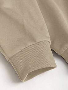 Sweetra 女士棕色连帽收腰长袖卫衣，秋冬季 - 杏色 - 查看 3