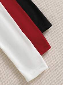 SHEIN 3件套青少年女孩休闲猫咪印花高领长袖保暖内衬T恤 - 彩色 - 查看 4