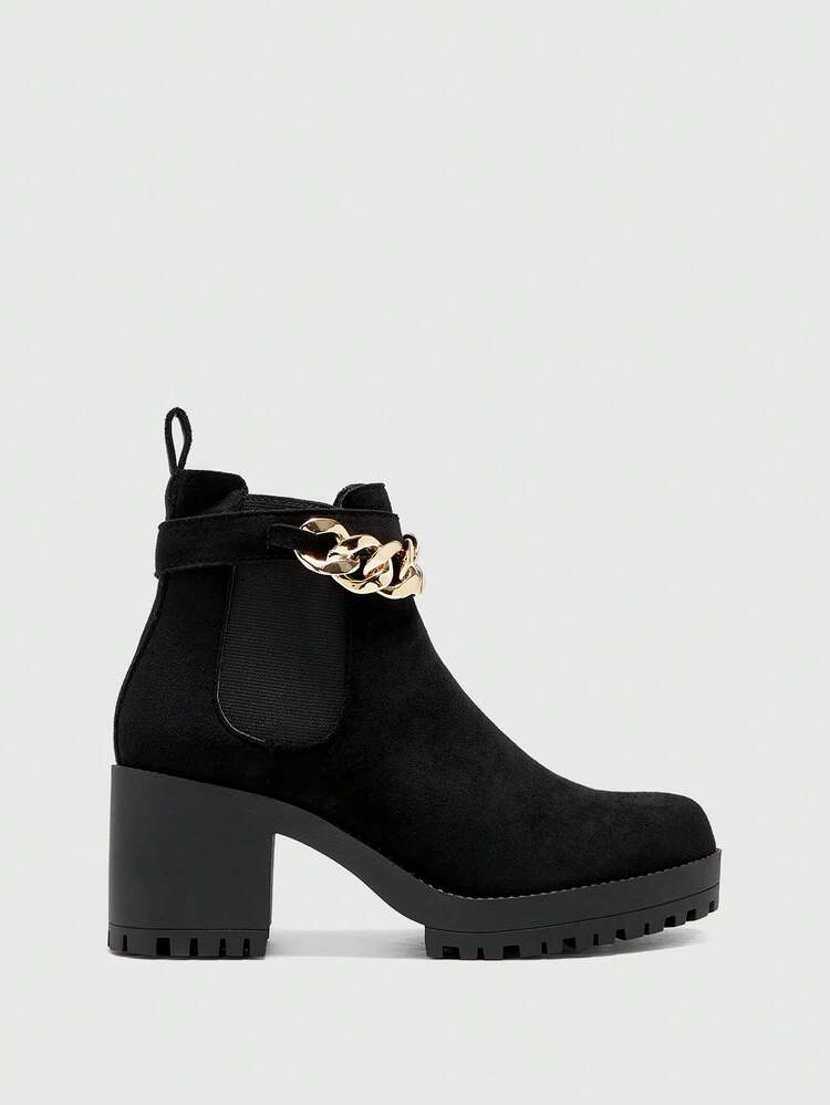 CUCCOO BIZCHIC Women's Casual Chunky Heel Mid-Calf Boots, Suitable For Commuting, Autumn/Winter