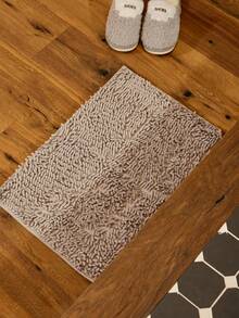 Cirelle 1pc Simple Light Grey Soft Chenille Absorbent And Non-Slip Bathroom Rug, Also Suitable For Room Decoration Home Bathroom Decor Floor Carpet Outdoor Rug Door Mat Fall Decor Bathroom Accessories Back To School Entryway Decor - Light Grey - View 3