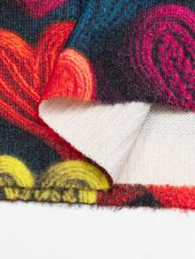 EMERY ROSE Plus Size Heart Pattern Crew Neck Sweater, Casual For Autumn/Winter, Suitable For Valentine's Day - Red - View 7