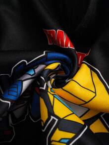 Transformers X SHEIN Sweatshirt Lengan Panjang Raglan Motif Kartun Lucu Kasual Olahraga Luar Ruangan untuk Bayi Laki-laki - Navy Blue - View 4