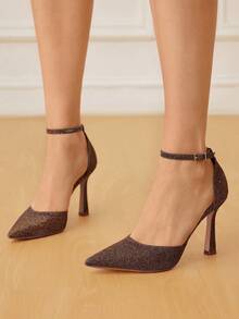 CUCCOO HITCHD Cuccoo Glitter Embellished Fashion High Heel Pumps For Women - Coffee Brown - View 7