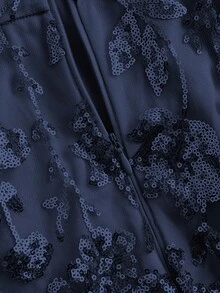 SHEIN Belle Váy nơ vai đính hạt tuyệt đẹp cho tiệc tối trang trọng của phụ nữ, váy dự tiệc cưới thanh lịch, tốt nghiệp, tiệc tối - Màu xanh hải quân - Xem 10