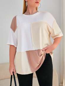 Comfortcana Plus Colour Block Drop Shoulder Tee - Multicolor - View 7