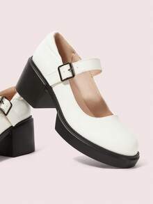 CUCCOO DOLLMOD Sapatos Mary Jane femininos da moda, casuais e versáteis para uso diário. - Branco - Ver 2