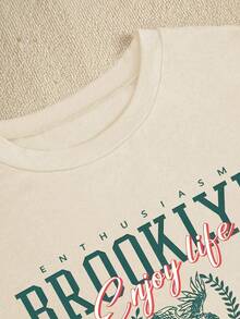 BamGleam 女式修身字母印花休闲短袖T恤图案T恤女式上衣