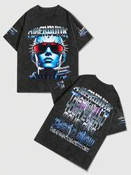 Street Life Men's Vintage Washed Printed Short Sleeve T-Shirt