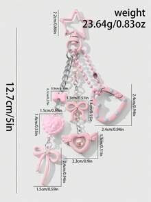ROMWE Kawaii 1pc Ins Style Cute & Fashionable Hollow Chain Wing Star Resin Crystal Rhinestone Beaded Pendant Keychain, Suitable For Women/Girls Daily Wear, Holiday Gift - Multicolor - View 15