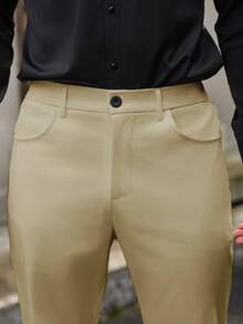 Calvornis Fashionable Casual Pocket Flared Men's Pants Men Flaired Pants Western Pants Men Bell Bottom Pants Khaki Pants Men Flare Pants - Khaki - View 6