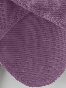 GlowEve Women's Solid Color Minimalist Long Sleeve Top And Pants Knit Two Pieces Set, Casual Everyday Wear - Violet Purple - View 6