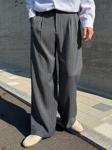 DAZY Men's Striped Dark Grey Suit Pants, Suitable For Commuting In Autumn - Dark Grey - View 3