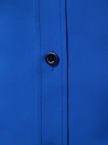 Manfinity Mode Áo sơ mi tay dài cổ điển chắp vá màu tương phản cài nút phía trước thời trang - Màu xanh lam - Xem 5