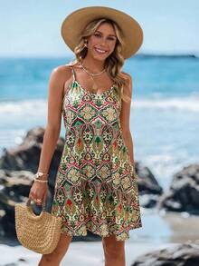 Sylviya Váy mini Bohemian họa tiết hoa cổ điển đan dây mảnh cho nữ, phù hợp cho mùa hè - Nhiều màu - Xem 6