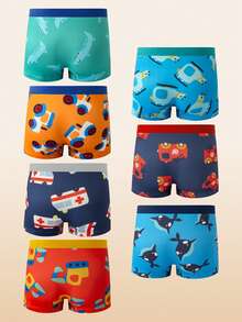 7 Pack Young Boys Boxer Briefs,Colorful Vehicle & Animal Prints Soft Stretch Underwear With Elastic Waistband,Supportive Four Seasons Essential - Multicolor - View 2
