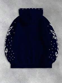 PAVTROS Manfinity Streetrush Men's Street Fashion Rhinestone Embellished Hooded Sweatshirt, 2000s Style - Multicolor - View 2