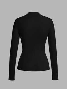 SHEIN Clasi Capa base de 3 piezas con cuello alto y manga larga versátil para mujer - Multicolor - Ver 2