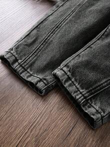 SHEIN 男童简约日常牛仔裤 - 黑色 - 查看 6