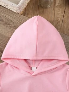 Girls Hooded Sweatshirt, Pink, 2025 Collection, Sizes 4-7 Years, Spring/Autumn, Long Sleeve, Hooded Top, Fashionable & Cute, Suitable For School, Vacation, Travel, Outdoor Activities, Back To School - Pink - View 3