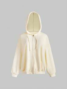 Teletubbies X ROMWE SpringgraphicSpringWomen's Cute Beige Cartoon Pattern Zip-Up Sweatshirt - Beige - View 5