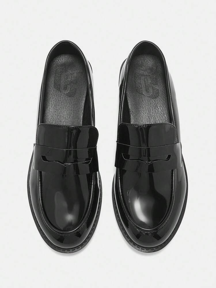 CUCCOO CURVES Wide Fit Flat Shoes, Thick Sole Black Slip-On Casual Shoes, College Style