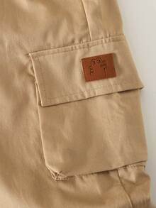 Maija Kids Young Boy Khaki Cargo Pocket Animal Graphic Loose Casual Pants Fall Winter