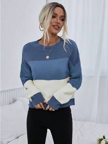 EMERY ROSE Colour Block Drop Shoulder Jumper - Multicolor - View 5