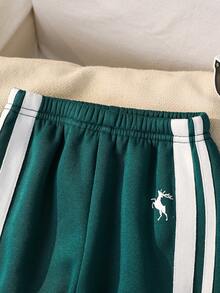 2pcs/Set Baby Boy Casual Sports Ribbon Knit Christmas Red Sweatshirt And Jogger Pants Tracksuit, Unisex Baby Clothes For Winter Baby Boy Track Suit Dark Green Outfit For 1 Year Old Boy Green 2 Piece For Baby Boy Green Jogging Suit Baby Boy - Dark Green - View 5