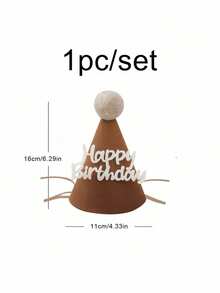 1件/1套蕾丝毛毡生日帽派对拍照道具装饰，带绒球