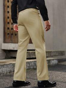 Calvornis Fashionable Casual Pocket Flared Men's Pants Men Flaired Pants Western Pants Men Bell Bottom Pants Khaki Pants Men Flare Pants - Khaki - View 3