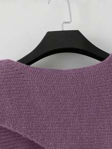 GlowEve Women's Solid Color Minimalist Long Sleeve Top And Pants Knit Two Pieces Set, Casual Everyday Wear - Violet Purple - View 4